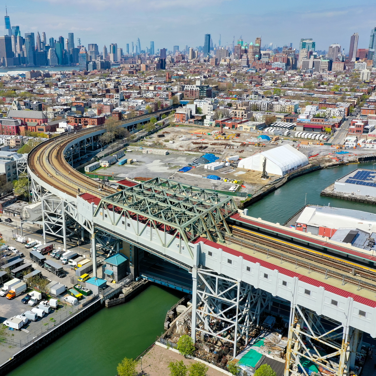 aerial view of Gowanus Canal, Brooklyn, NY