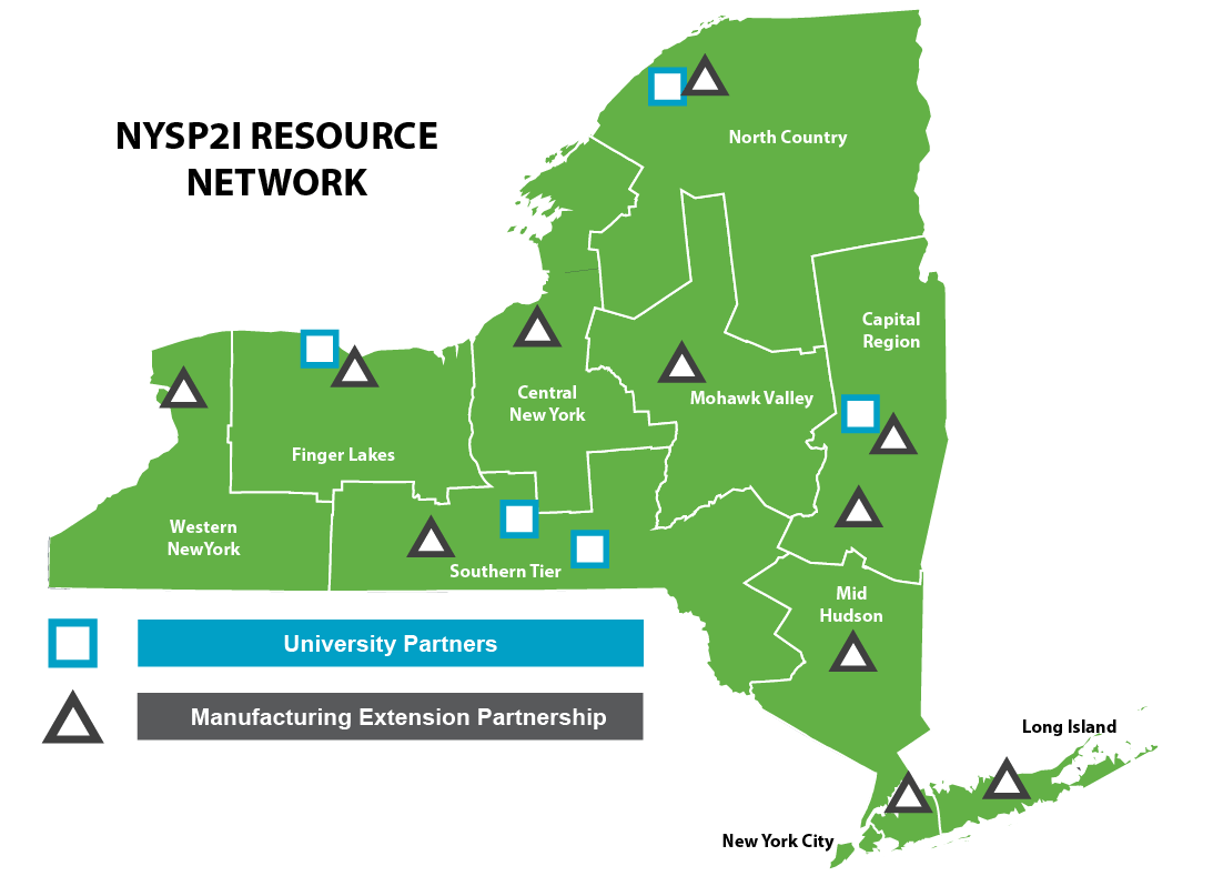 A map of New York state showing wet cleaners.