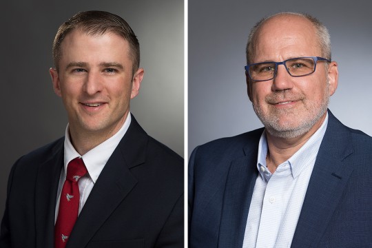 two side-by-side portraits of a faculty and a staff member.