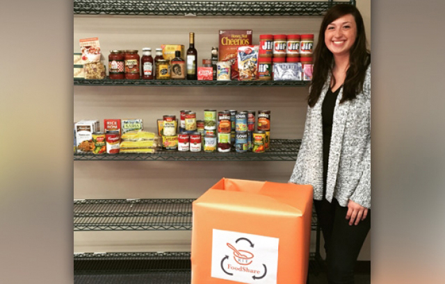 Student outside RIT foodshare