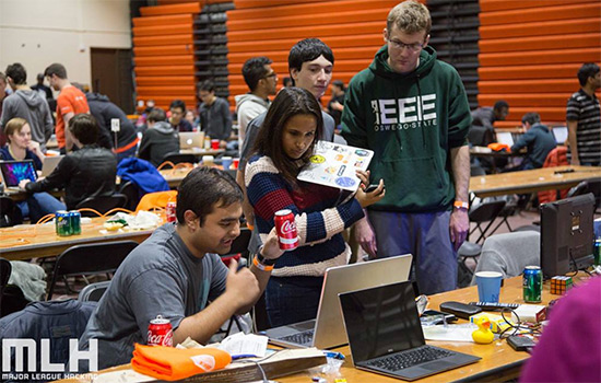 Students participating in BrickHack