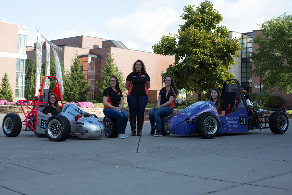 Students with racing car