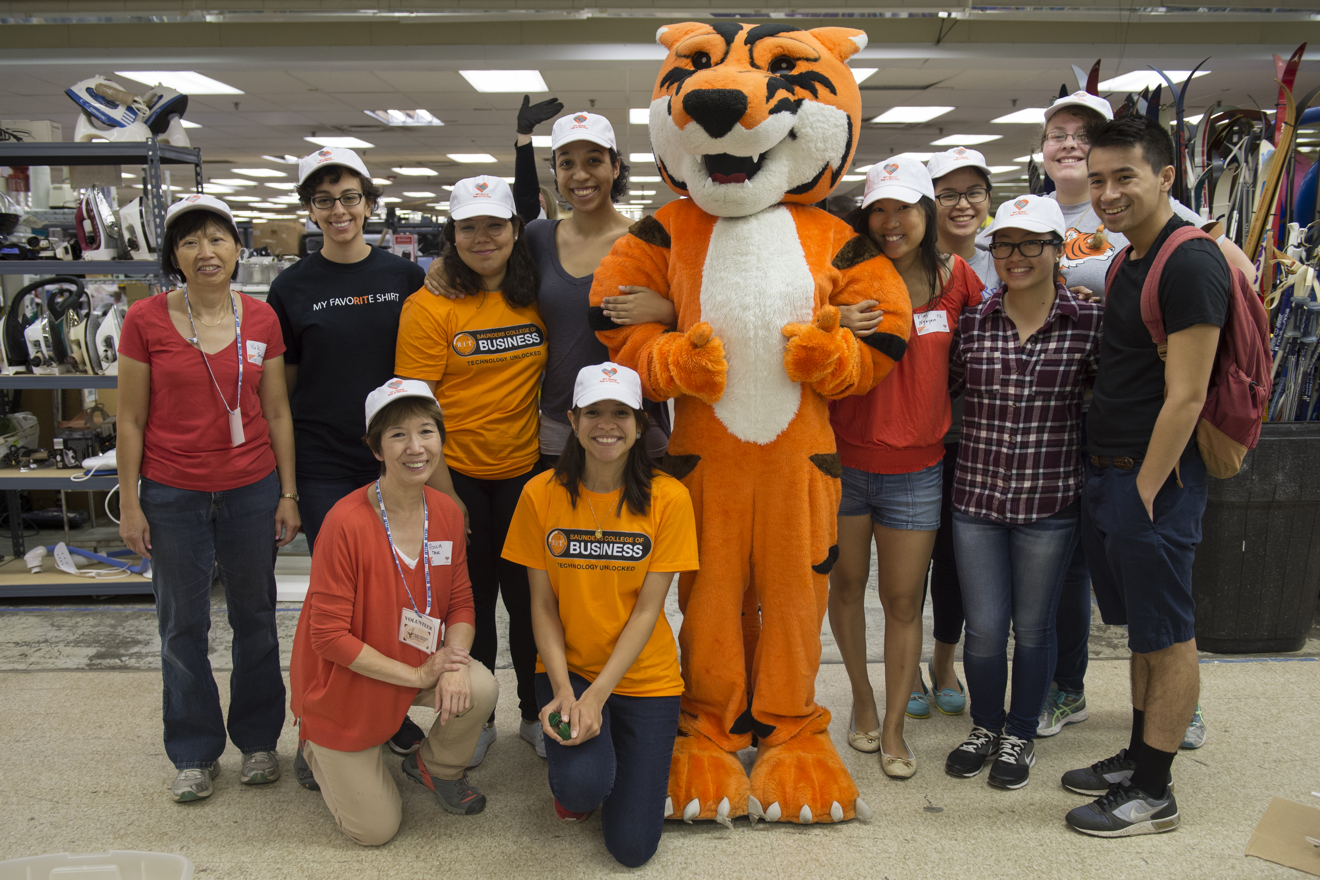 RIT Mascot Ritchie with people