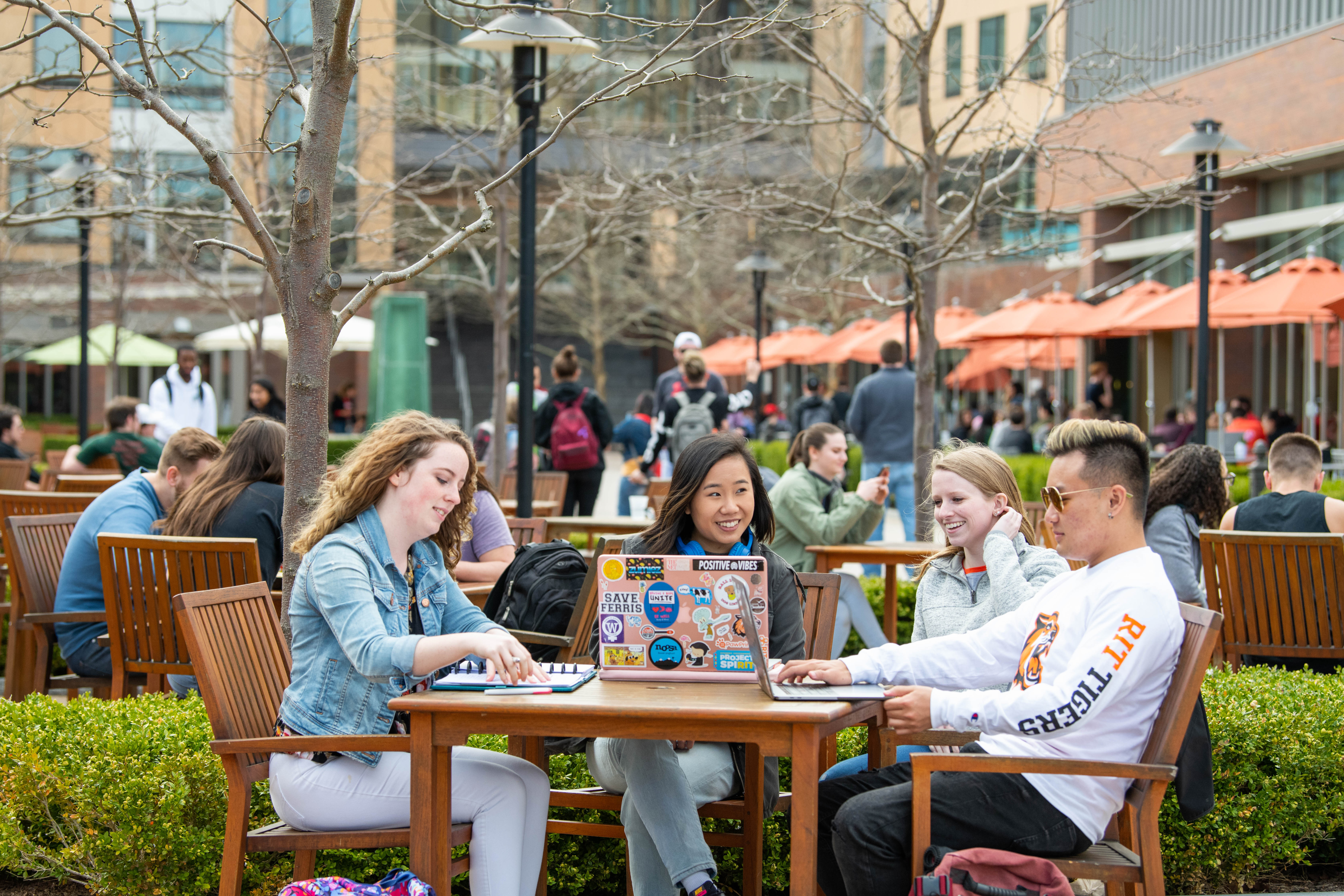 Students connecting on campus