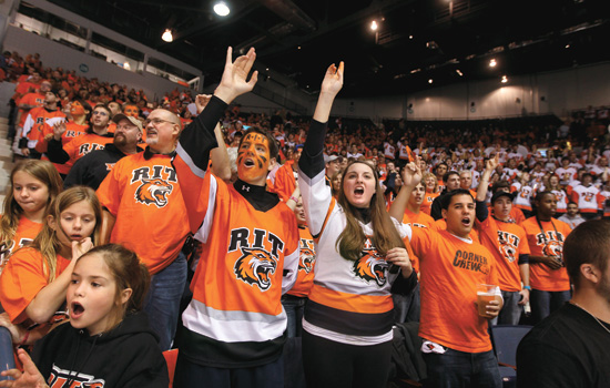 RIT fans at a hockey game.