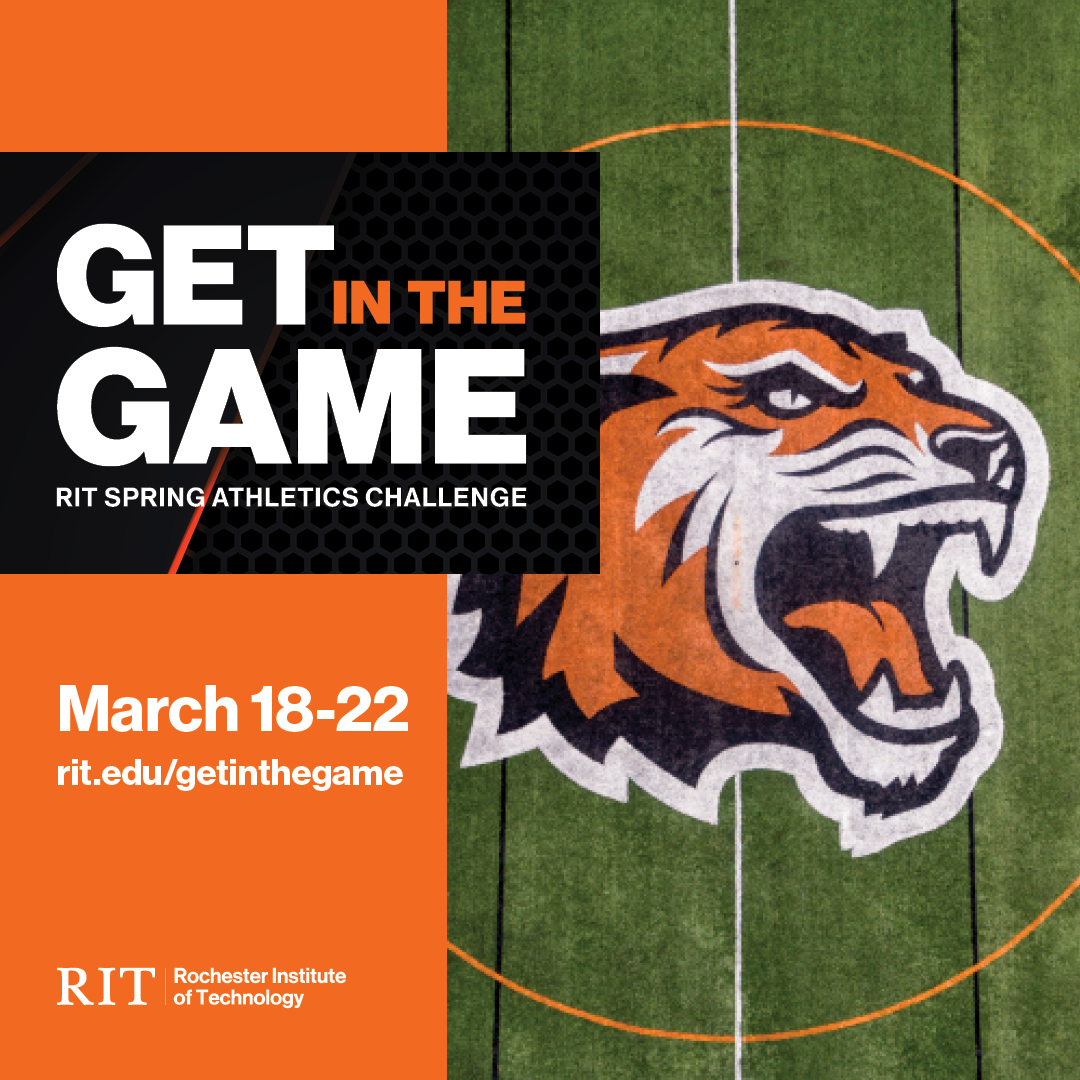 a get in the game for RIT athletics graphic