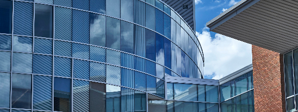 circular building with glass walls