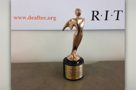 Picture of award on desk