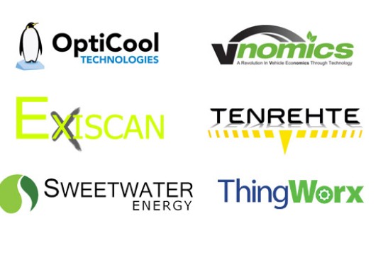 Poster displaying 6 company logos