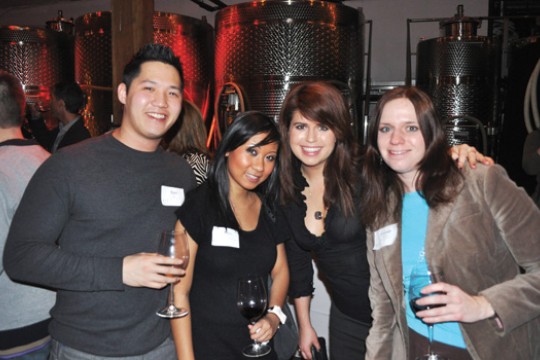 People posing for camera