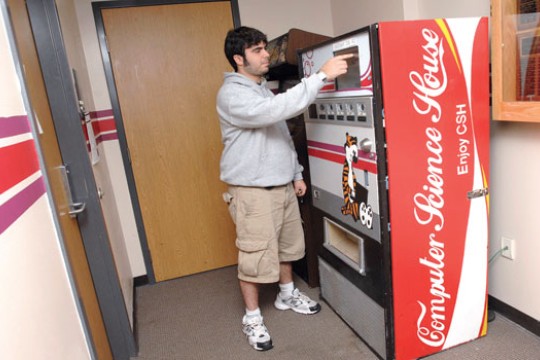 Person ordering from vending machine