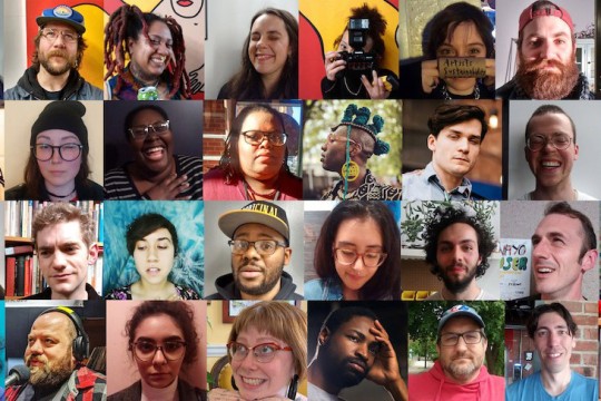 Collage of 24 images of artists.