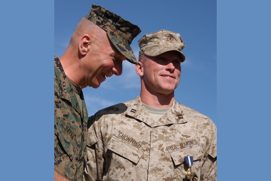 Marine wearing Navy Cross medal.