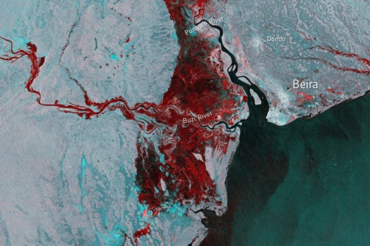 satellite image of flooding near Beira, Mozambique.