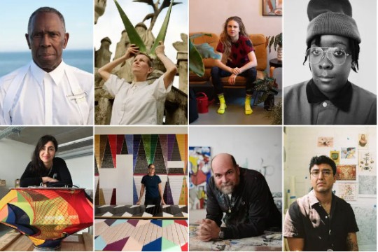 a collage of headshots of artists to be shown in JFK terminal 6.