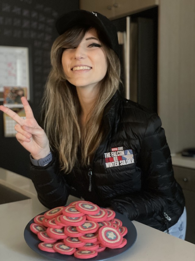 Alexandra baked Captain America themed cookies to celebrate a wrap on Falcon!