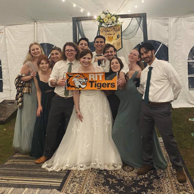 On October 15th, 2021, alumni Katherine McIndoe and Michael D’Onofrio were married. Both Kate and Mike are RIT graduates who met during orientation for their program, Advertising Photography. Soon after orientation they began dating and the rest is histor