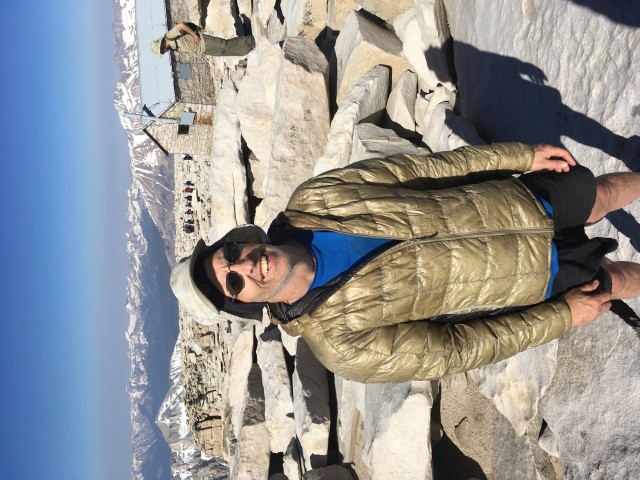 Jim at the summit of Mt. Whitney in C.A.  - 14500’
