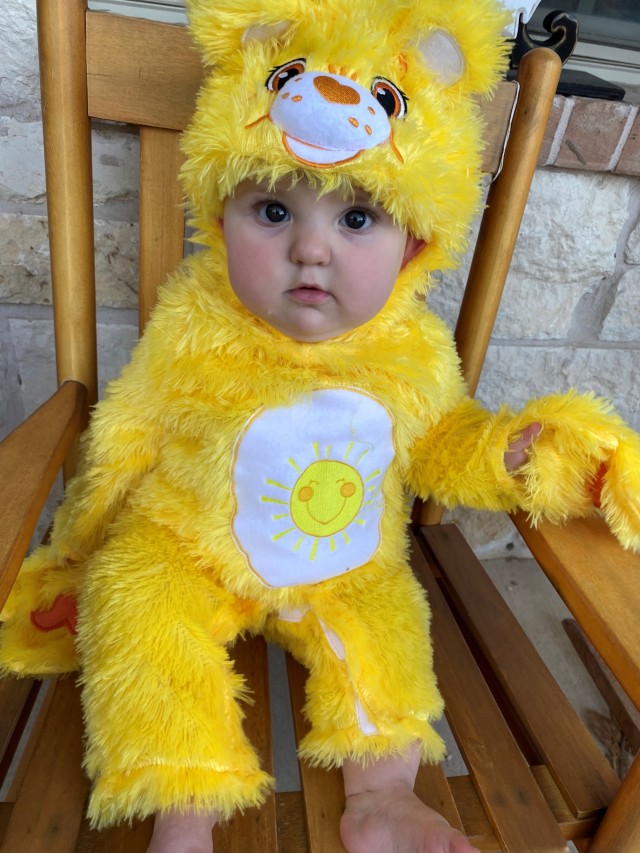 She might be dressed as a bear but she is a tiger in her heart