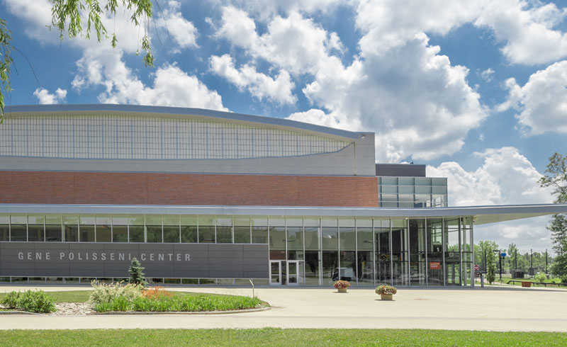 an exterior image of the Gene Polisseni Center