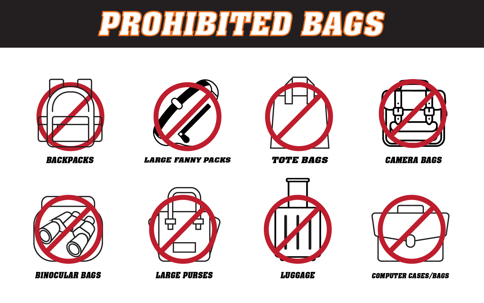 prohibited bags Gene Polisseni Center