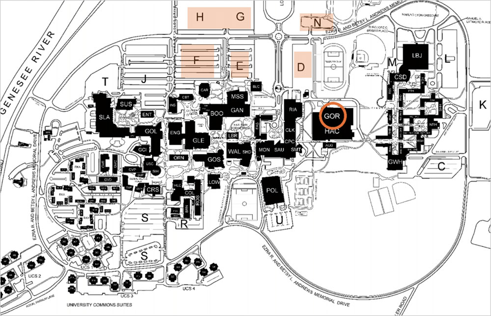 a parking map for Gordon Field House