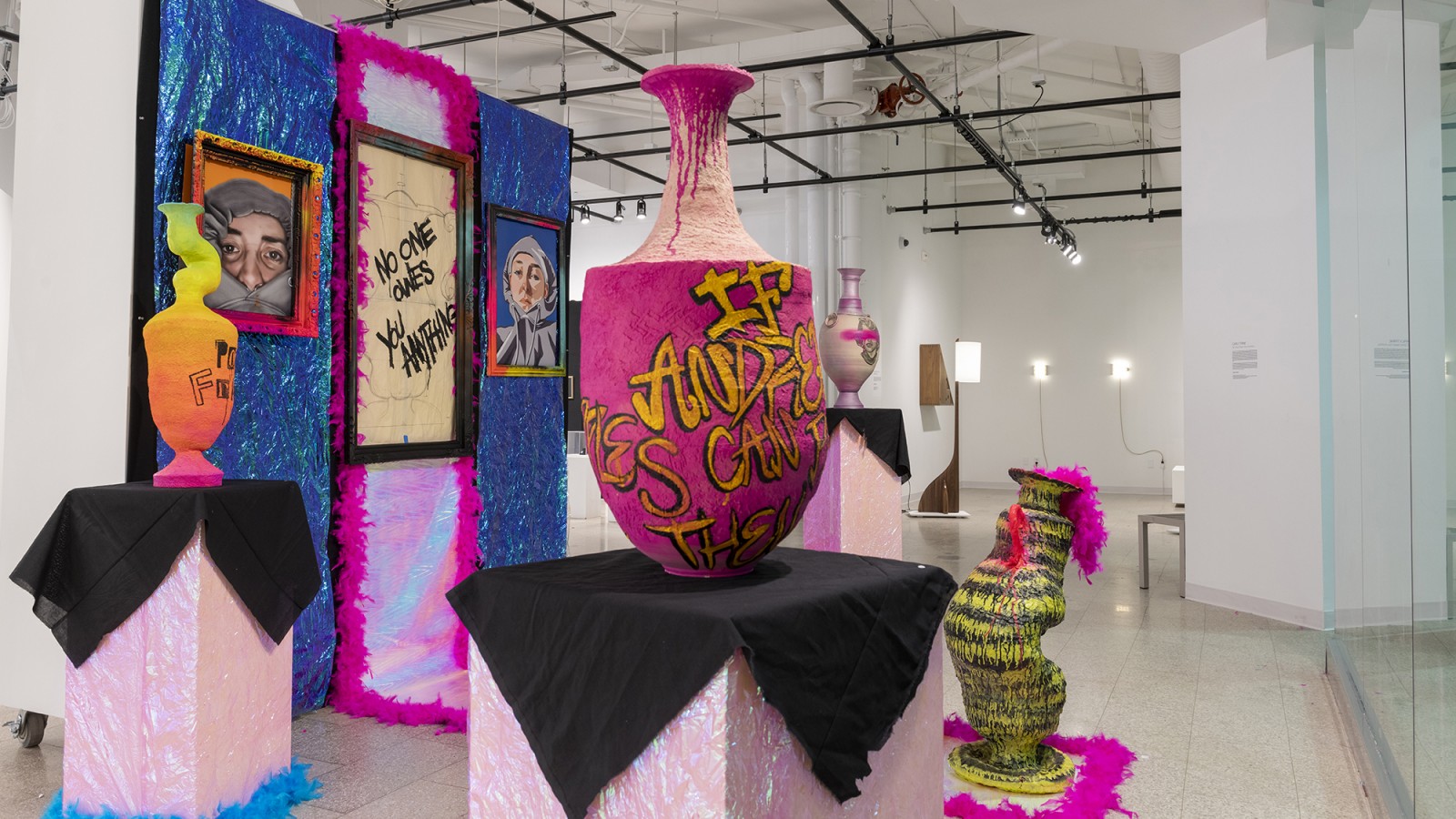 Colorful pottery is showcased in RIT City Art Space.