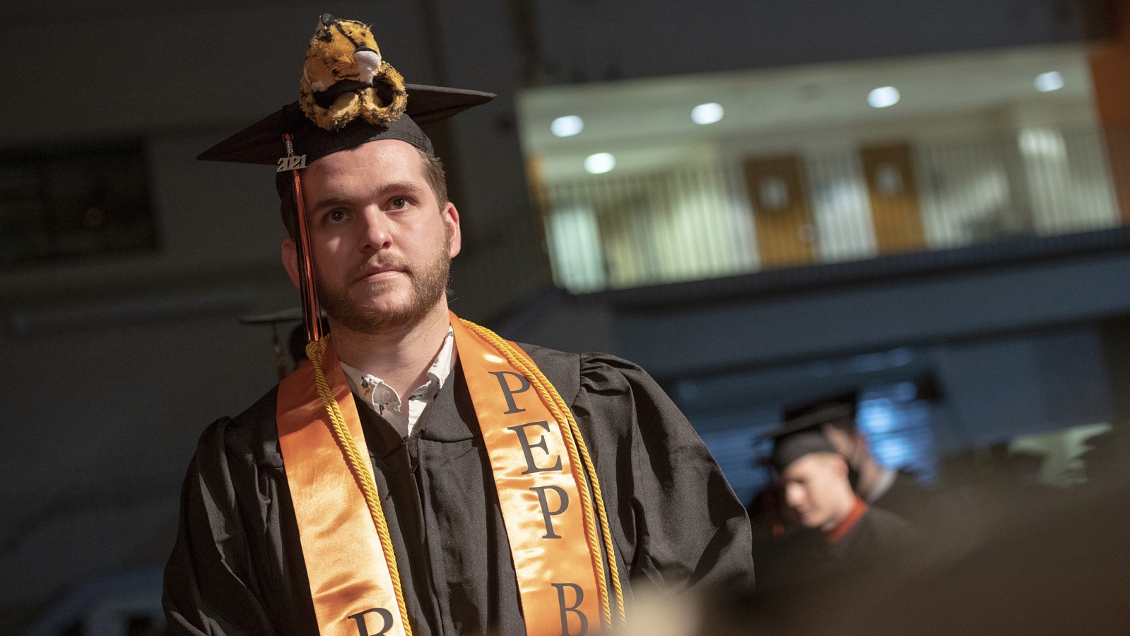 A student during the Commencement ceremony.