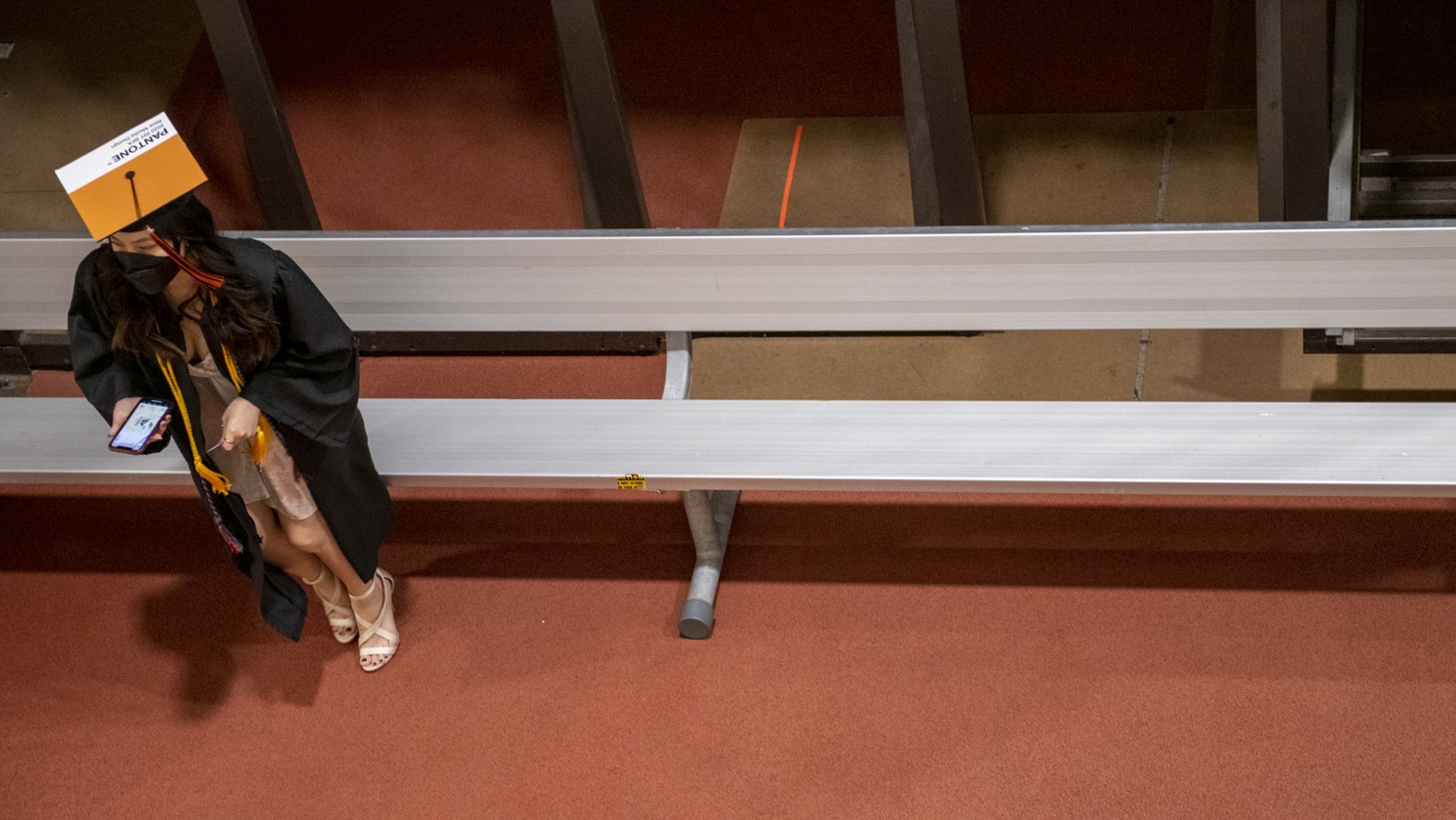 An overhead photo of a new graduate.