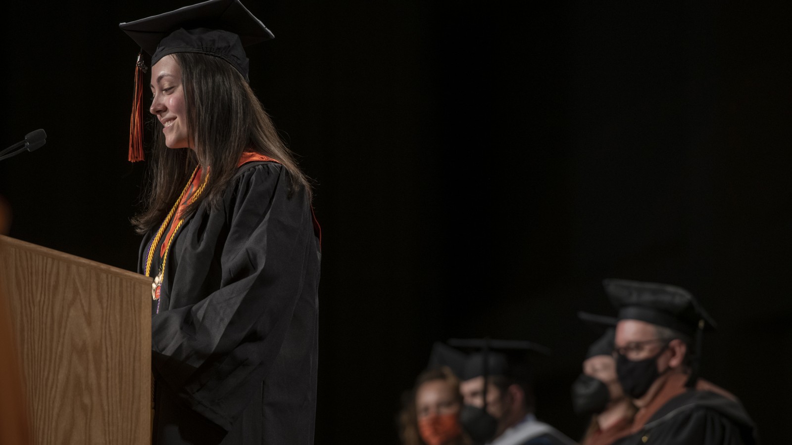 Undergraduate delegate Siobhan Gannon at the lectern.
