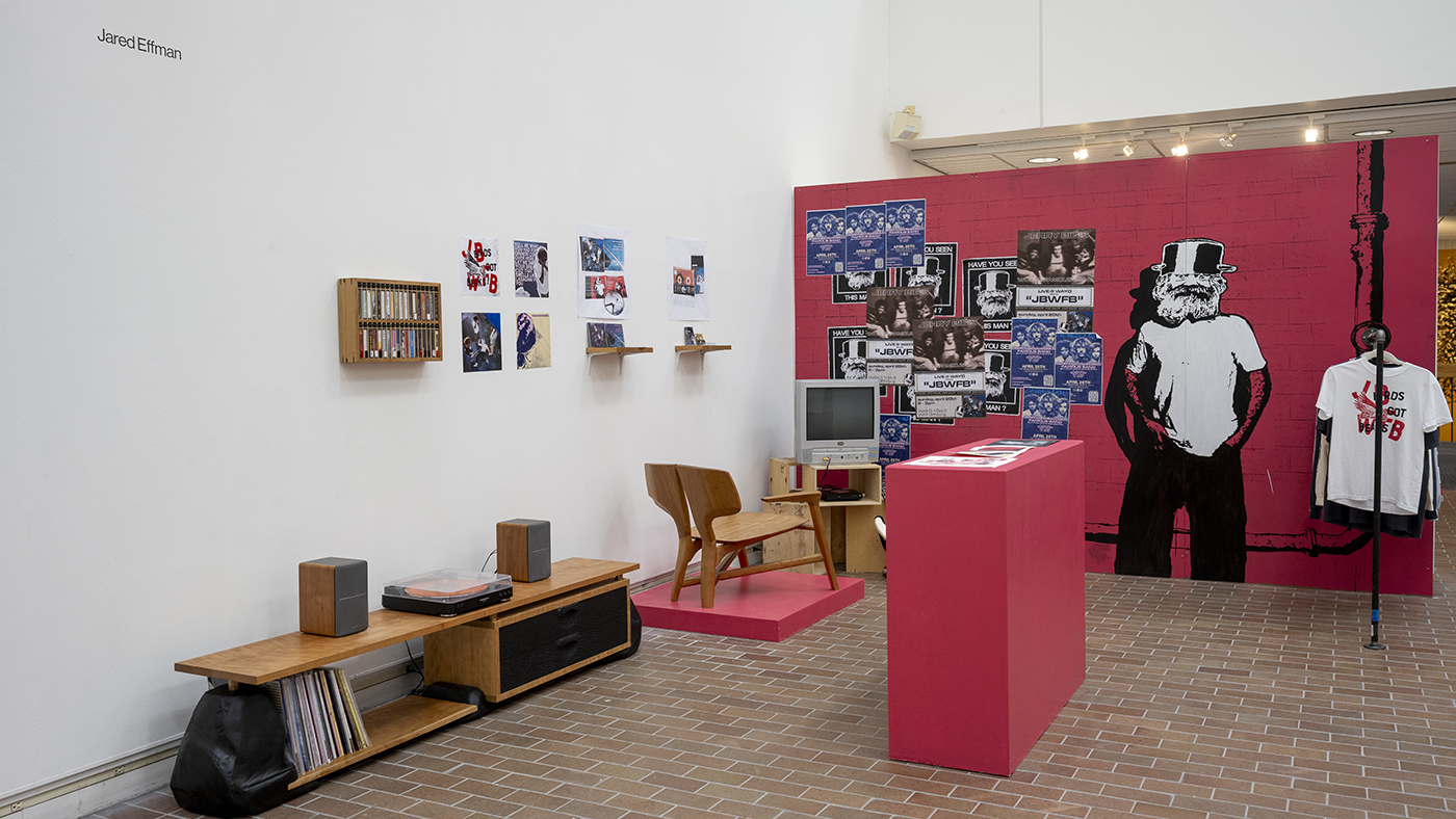 An art installation that mimics a record store.