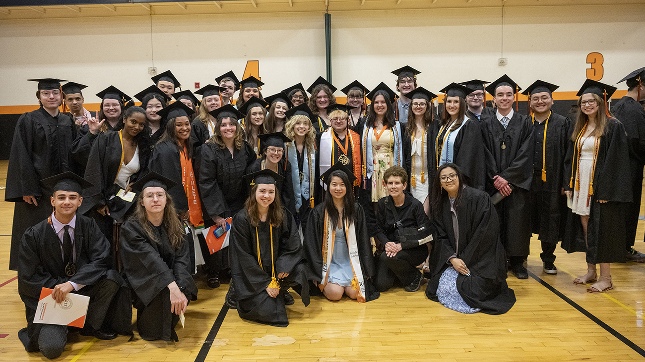 A group of students in the gymnasium.