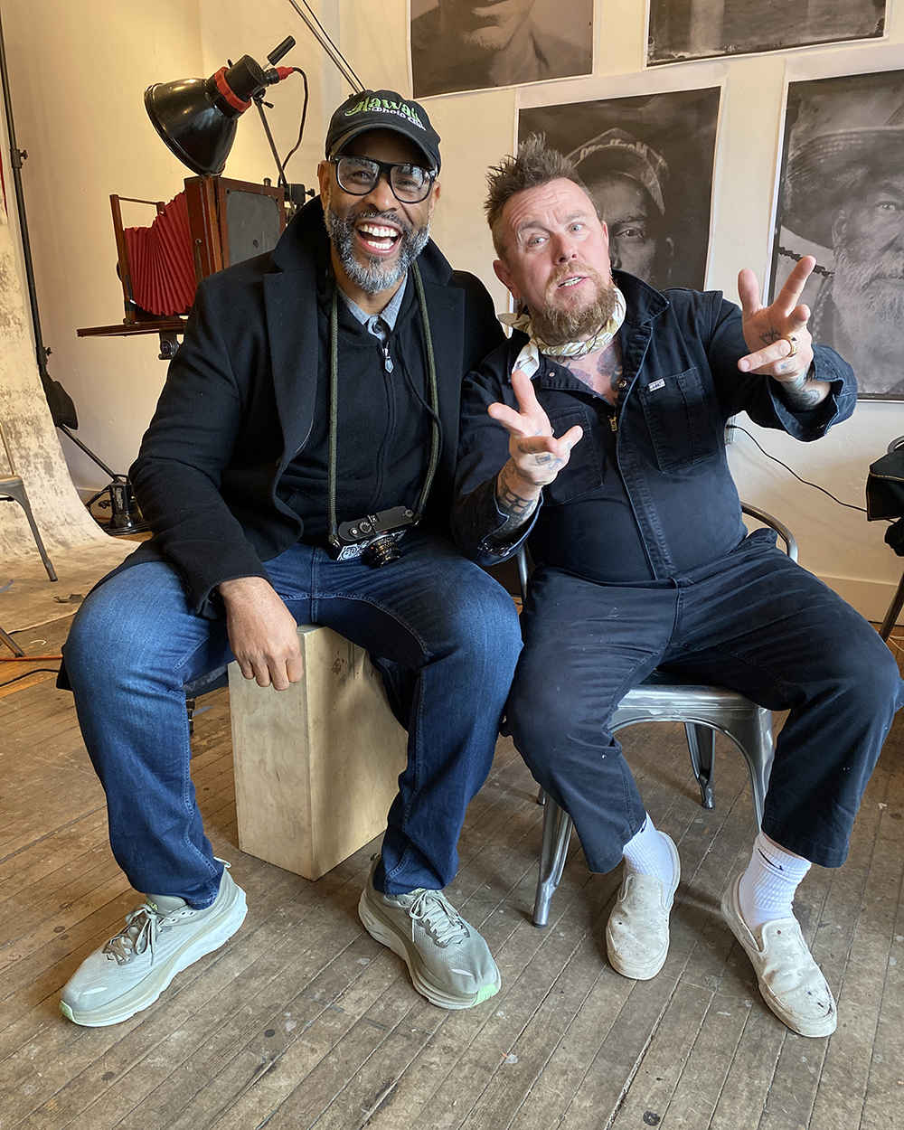Kwaku Alston and Clay Patrick McBride in Clay's downtown Rochester studio.