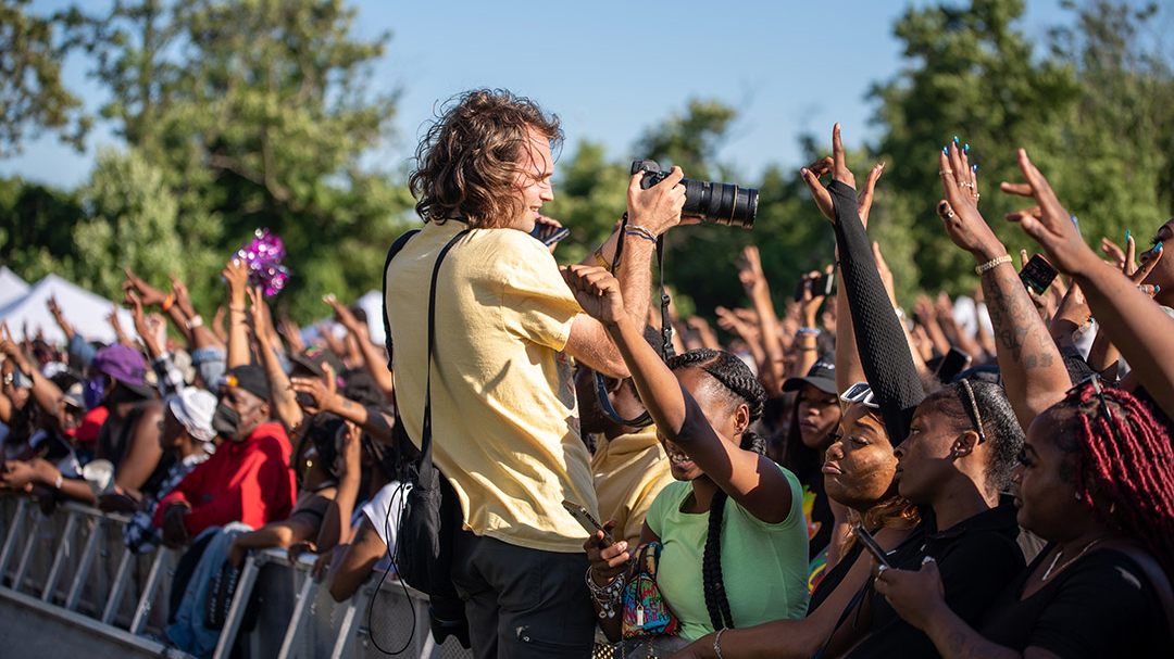 Vincent Alban operates a camera.