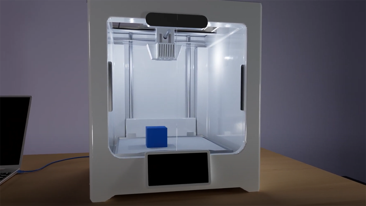 An animated 3D printer.