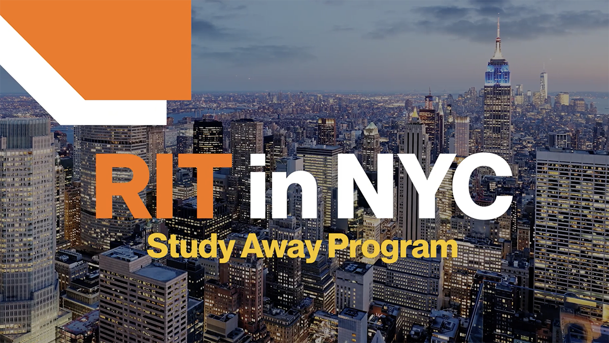 NYC skyline set against text that reads RIT in NYC.