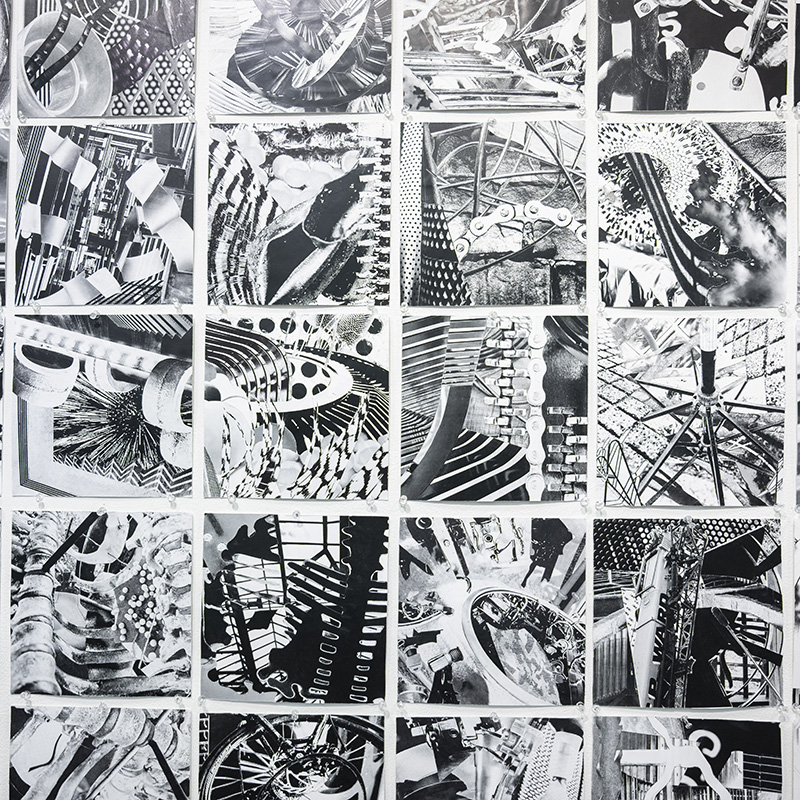 A grid of black-and-white designs.