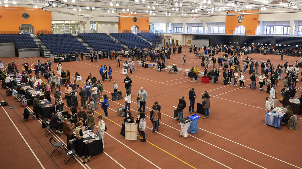 A group of people at RIT's NPD event.
