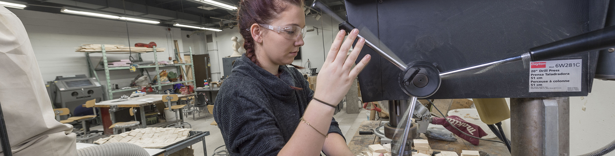 A student works in the sculpture studio.