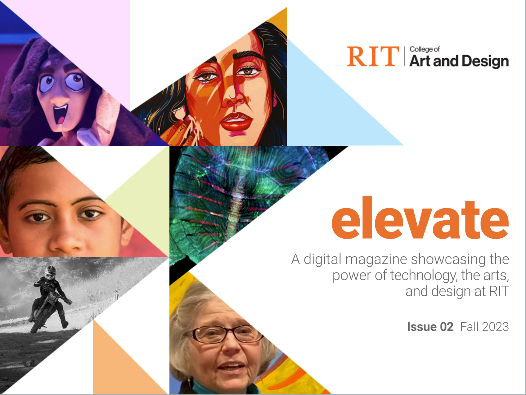 A mosaic of student work with the title Elevate on it.