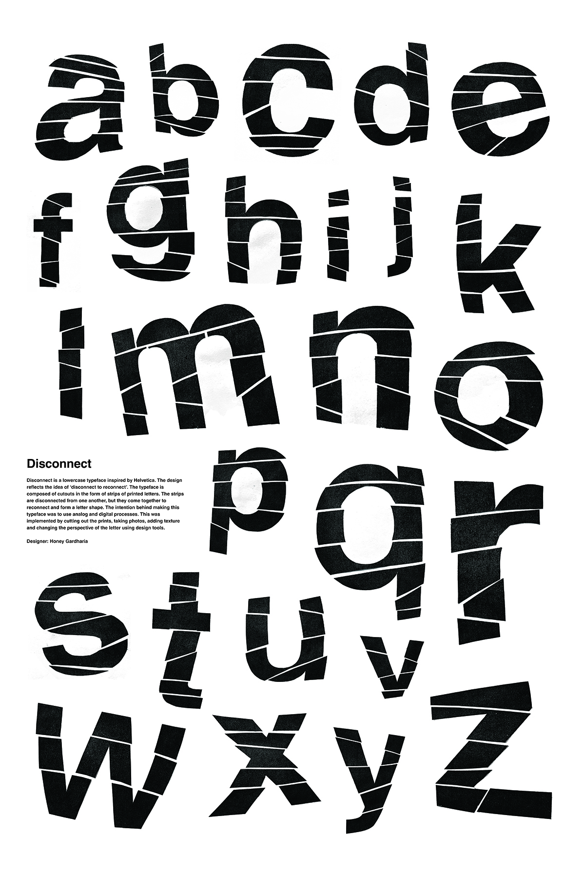The alphabet in a newly designed typeface.