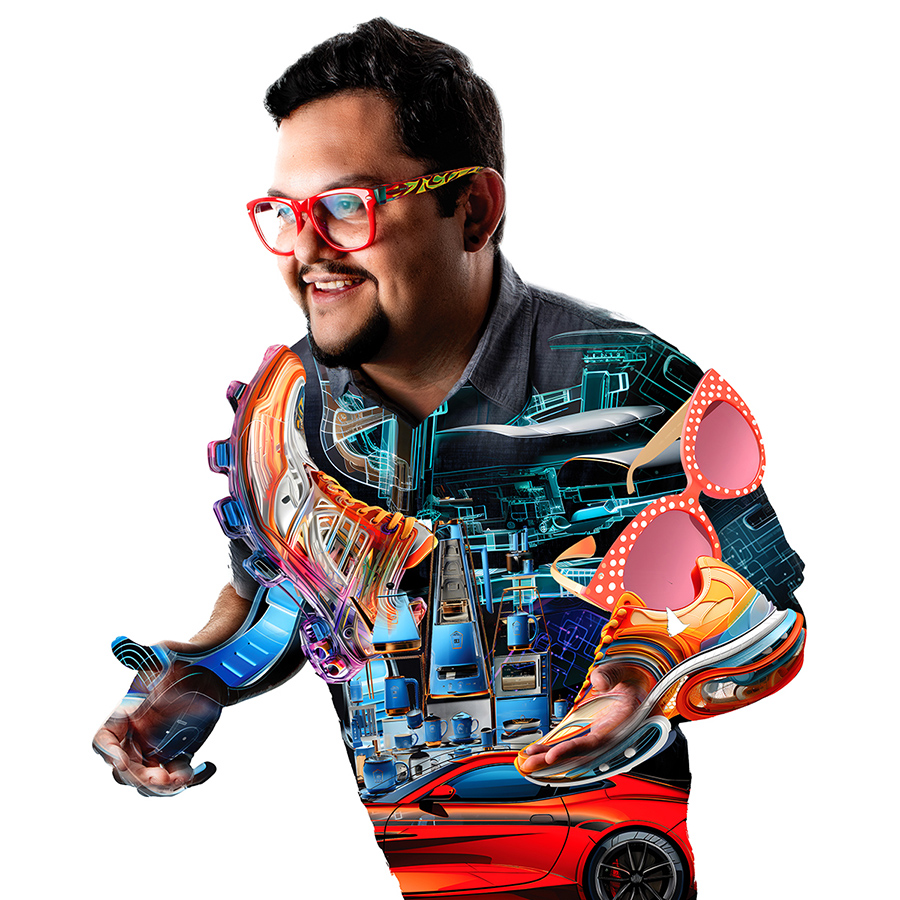 Juan Noguera with a computer-generated body.