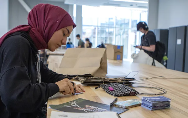 A student works in the SHED.