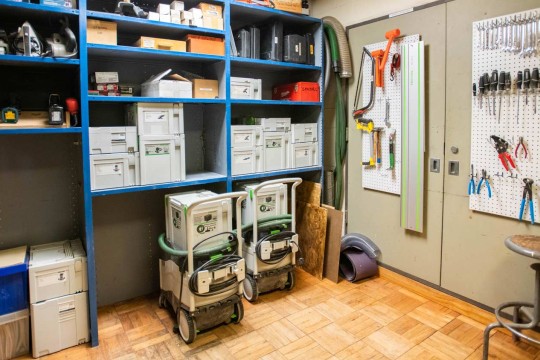 Tool room with rentable tools and portable equipment.