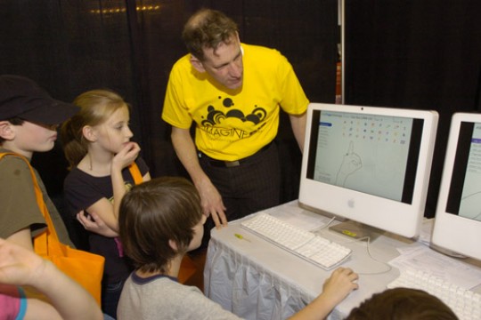 People drawing on computer program