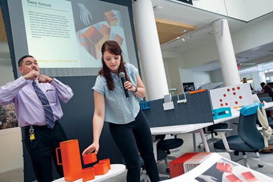 A student presents about her product design.