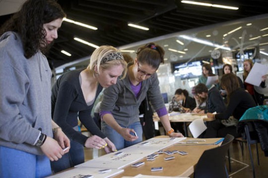 People working at event