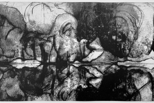 a black and white image of Elizabeth Heald's work.