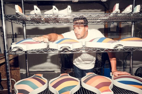 Peter Pincus works on porcelain display vessels for Glenmorangie in his Penfield studio.