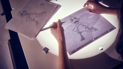 A drawing of a duck.